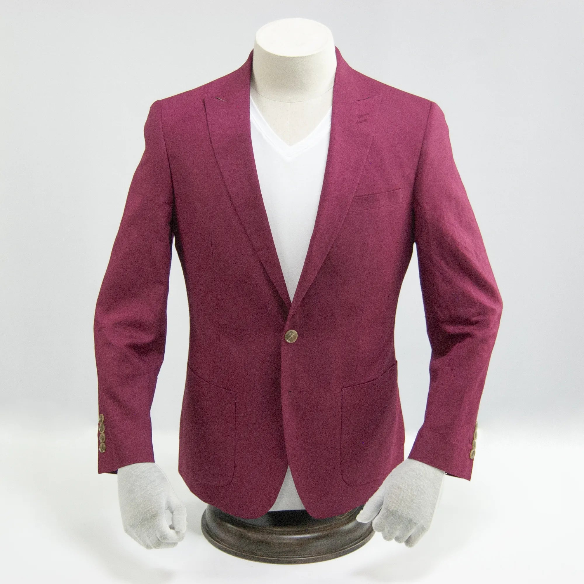 Burgundy 2-Piece Slim-Fit Linen Suit