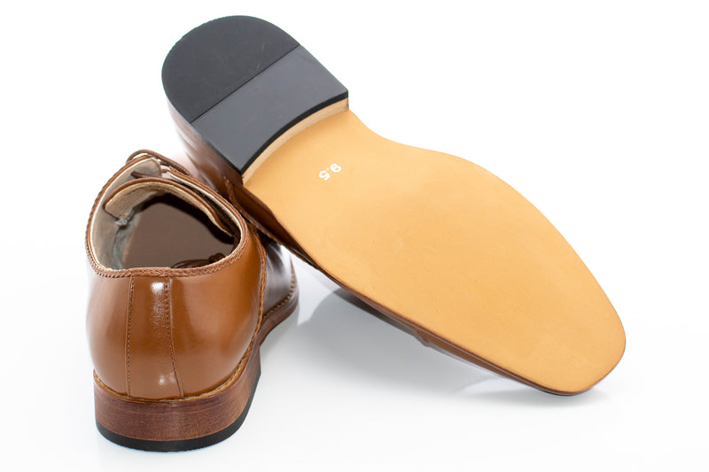 Tan Derby Cap-Toe Lace-Up