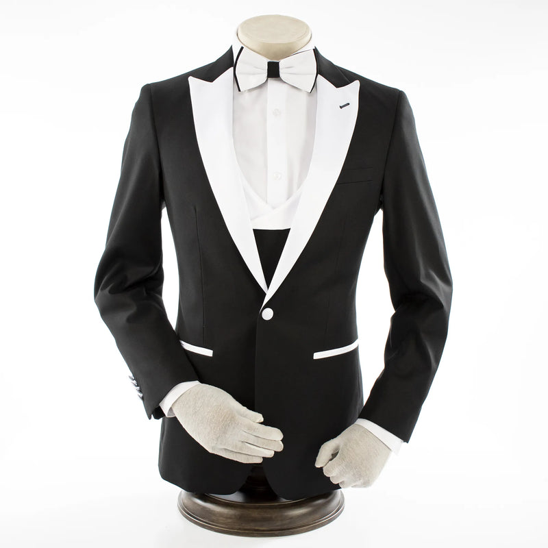 Men's Black 3-Piece Slim-Fit Tuxedo - Single-Button Closure