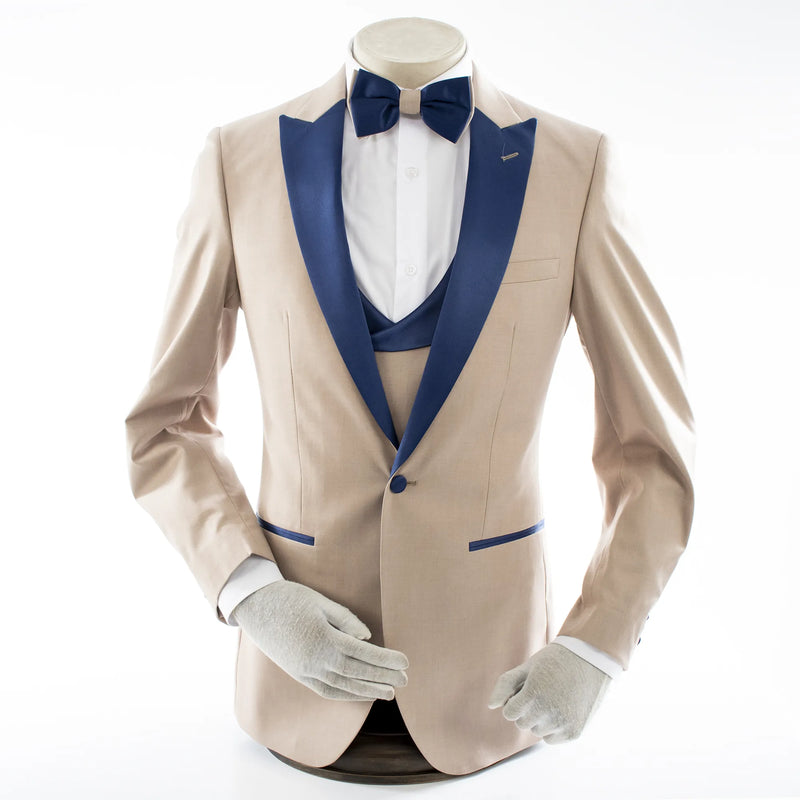 Men's Champagne White 3-Piece Slim-Fit Tuxedo - Single-Button Closure