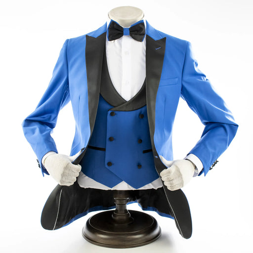Men's Royal Blue 3-Piece Slim-Fit Tuxedo - Double-Breasted Vest