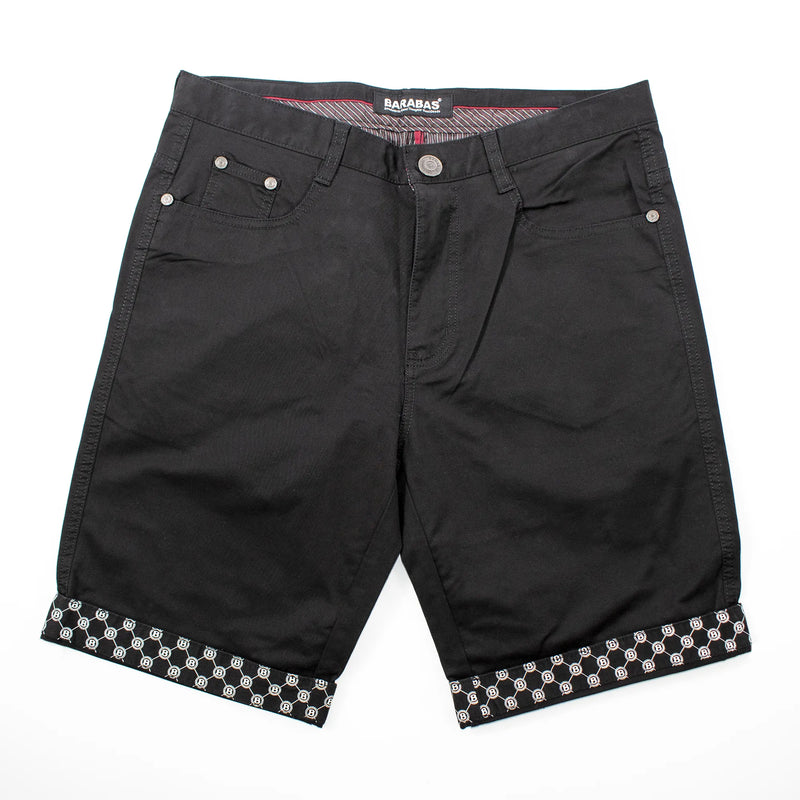 Black 'B' Stitched Designer Shorts
