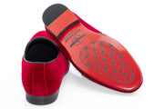 Men's Red Velvet Grecian Key Dress Shoe