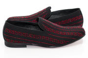 Men's Black And Red Rhinestone Loafer Dress Shoe