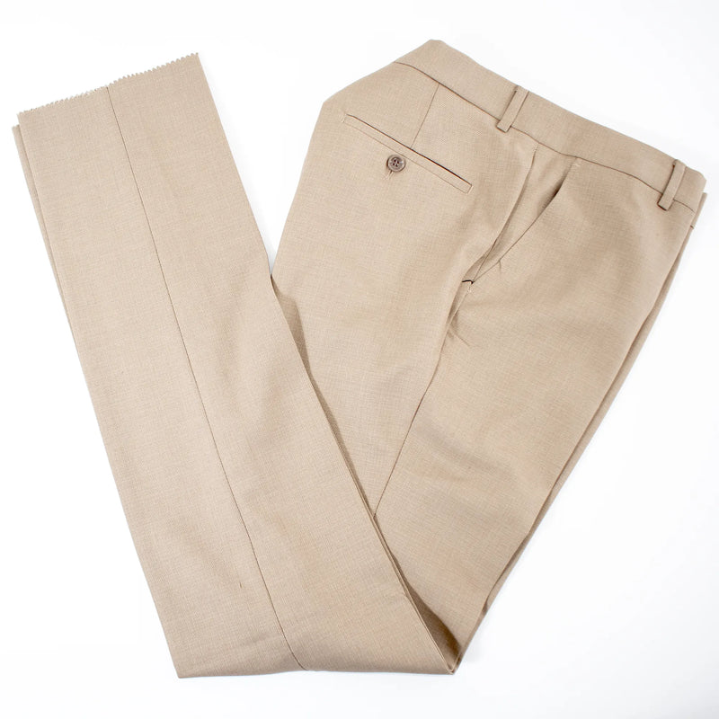 Beige Wool Plaid 3-Piece Slim-Fit Suit