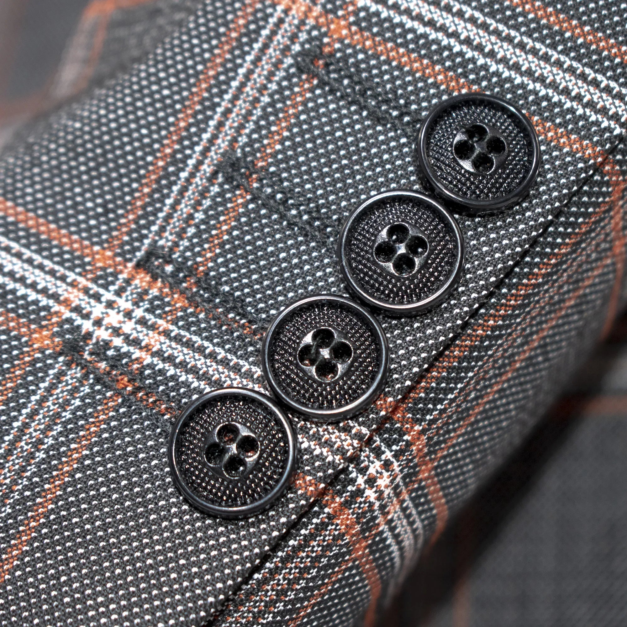 Dark Gray Wool Plaid 3-Piece Plaid Slim-Fit Suit