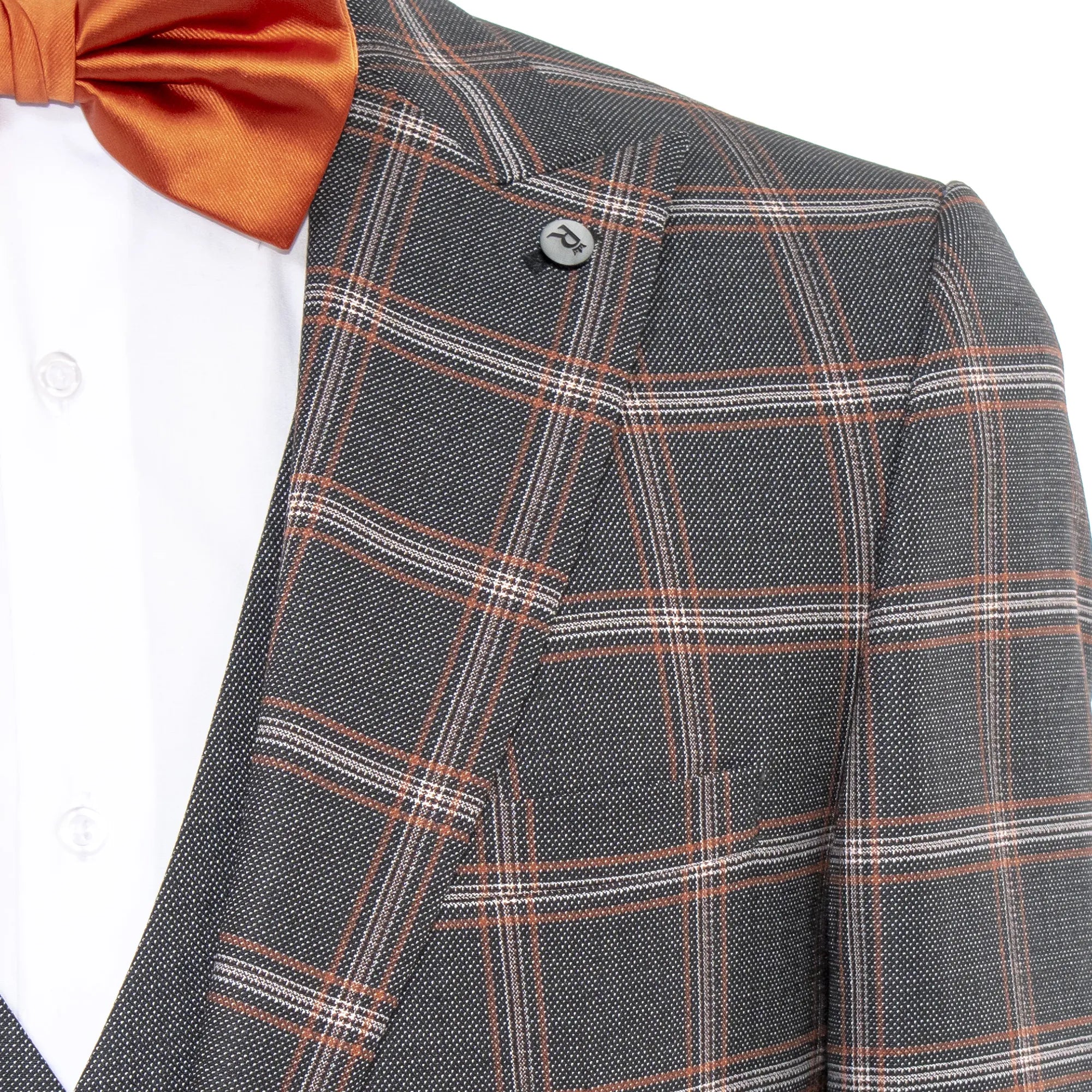 Dark Gray Wool Plaid 3-Piece Plaid Slim-Fit Suit