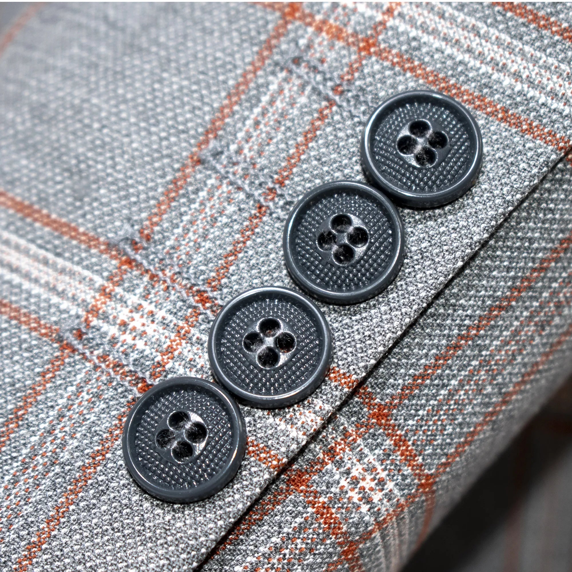 Gray 3-Piece Wool Plaid Slim-Fit Suit