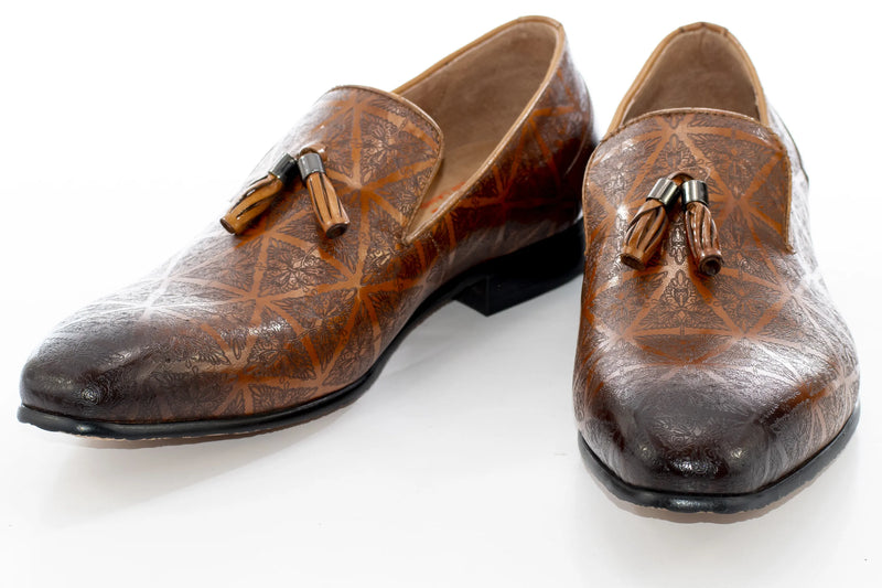 Tan Slip-On Dress Loafers with Tassels