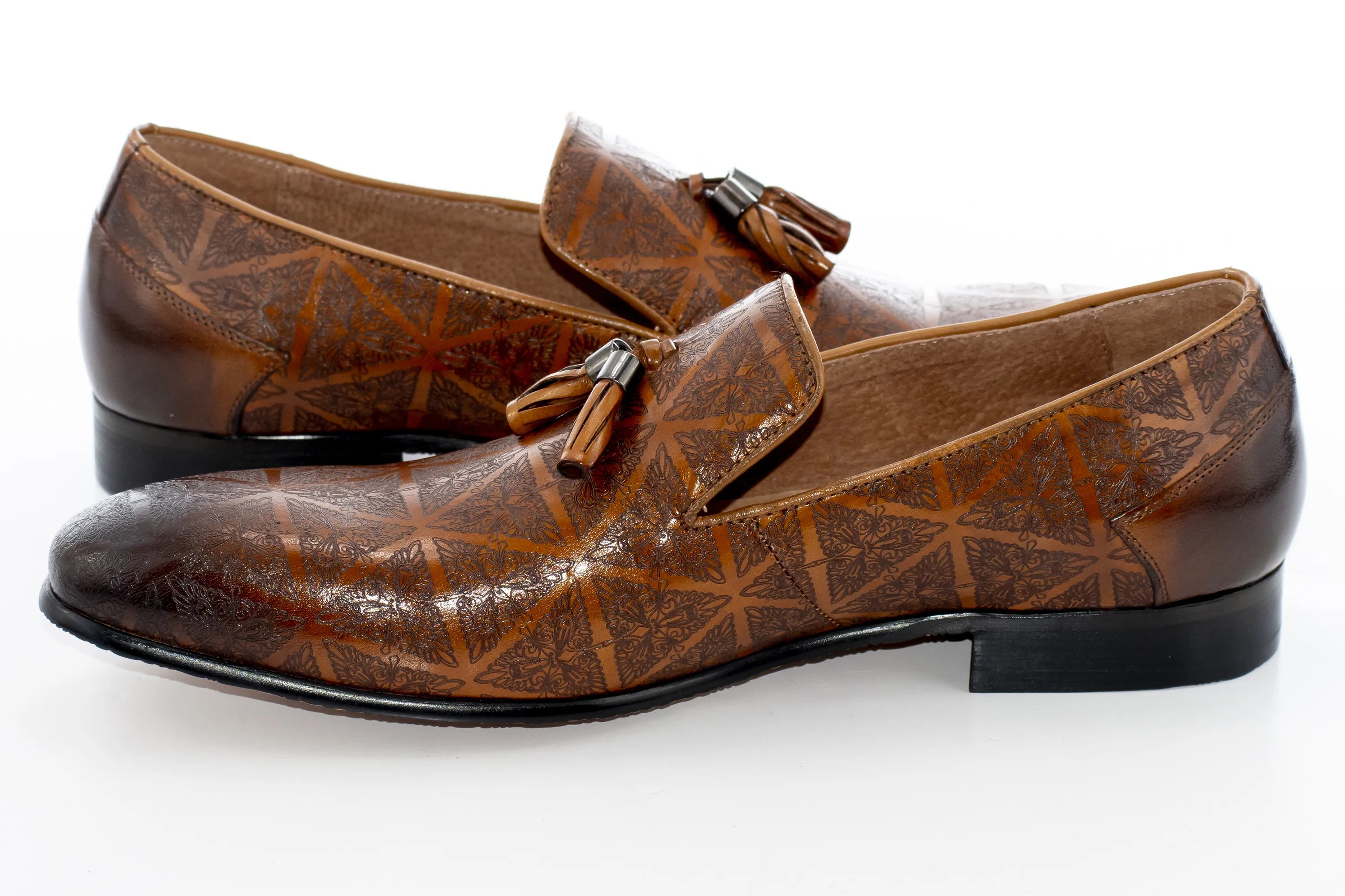 Tan Slip-On Dress Loafers with Tassels