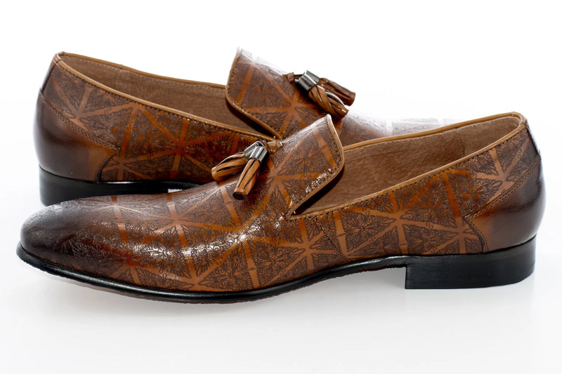 Tan Slip-On Dress Loafers with Tassels