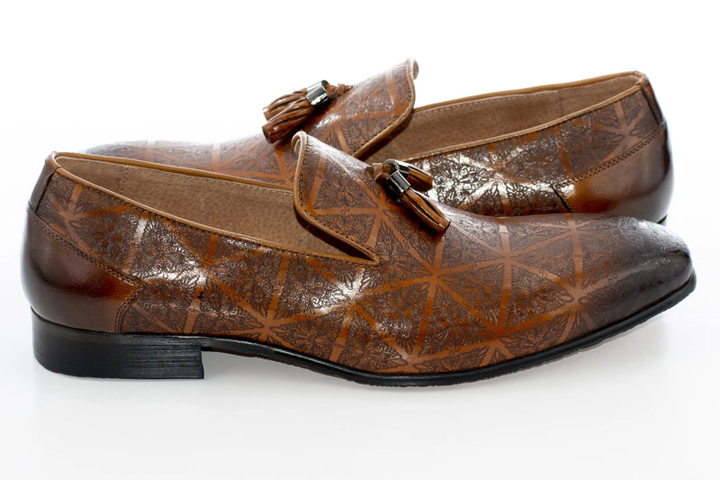 Tan Slip-On Dress Loafers with Tassels