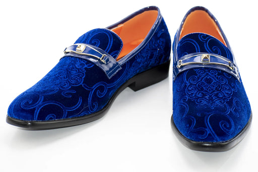 Men's Cobalt Blue Baroque Embroidered Dress Shoe