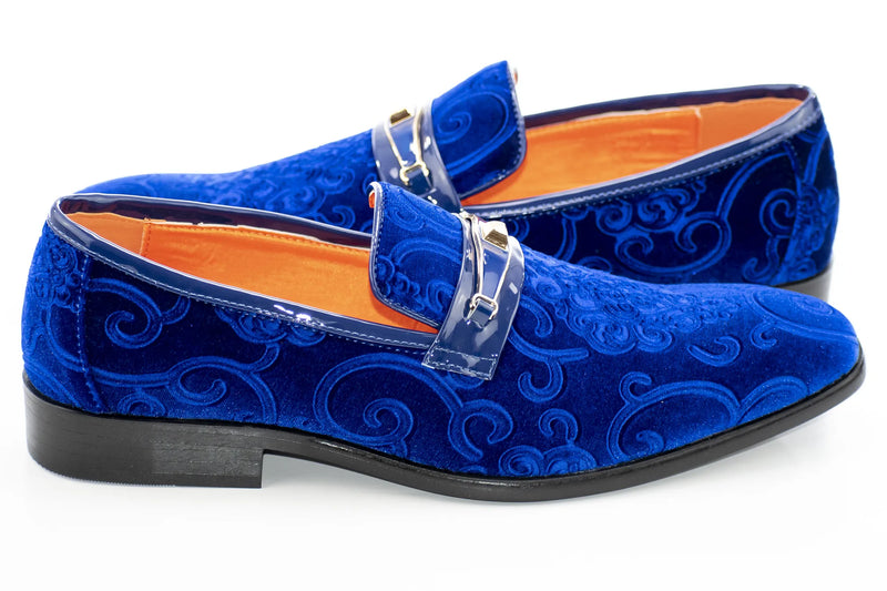 Men's Cobalt Blue Baroque Embroidered Dress Shoe