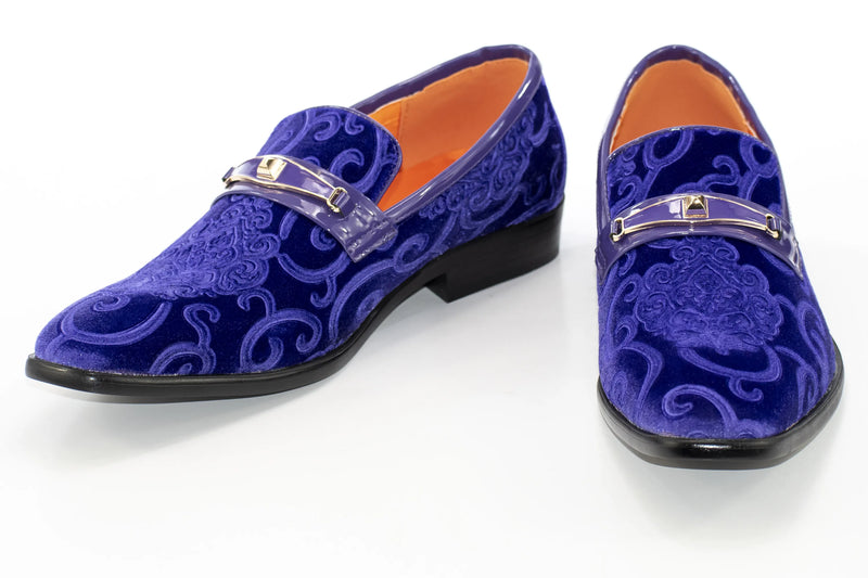 Men's Grape Purple Baroque Embroidered Dress Shoe