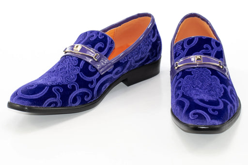 Men's Grape Purple Baroque Embroidered Dress Shoe