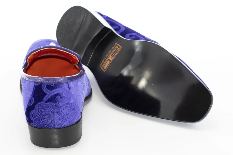 Men's Grape Purple Baroque Embroidered Dress Shoe