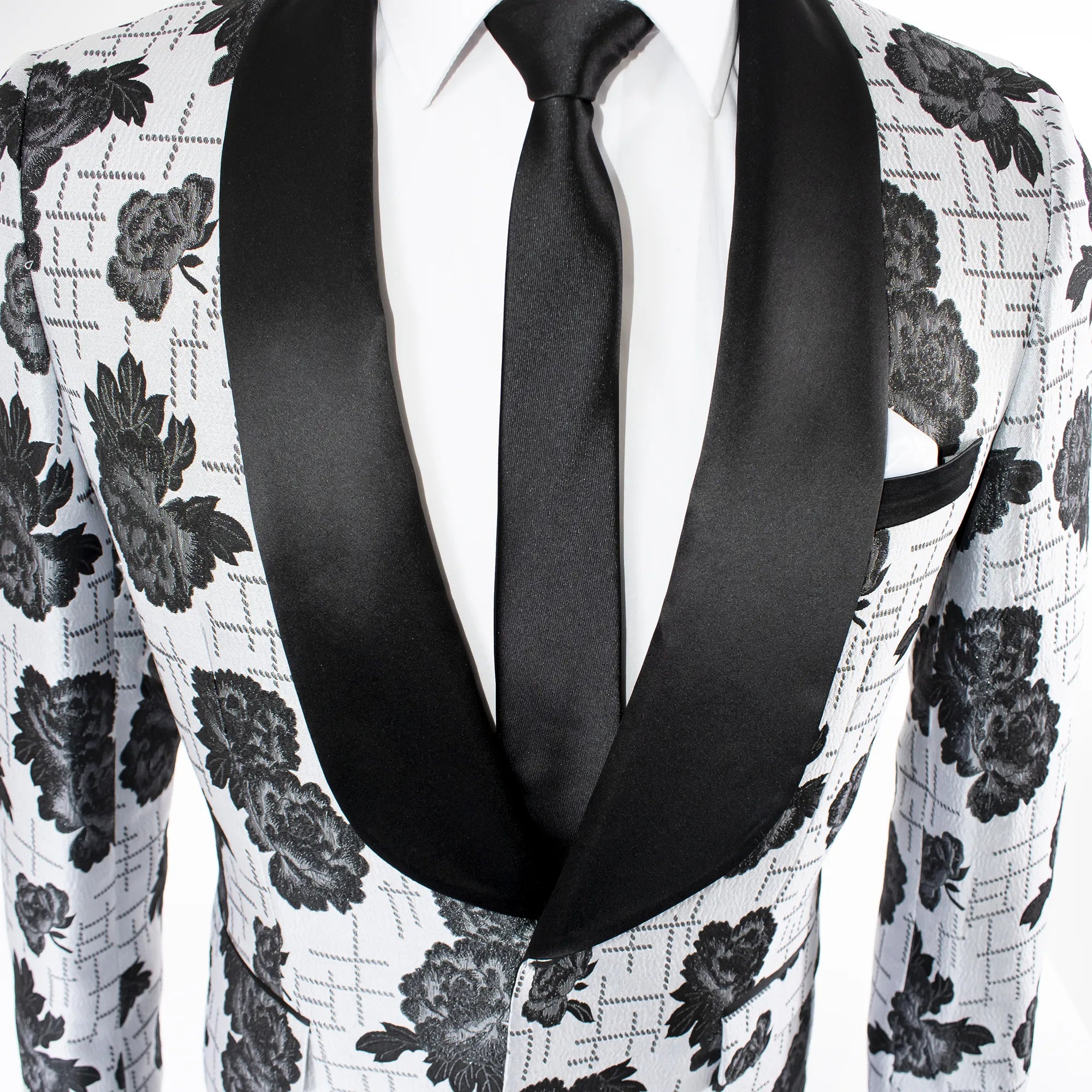 Gray Floral Patterned 2-Piece Regular-Fit Tuxedo