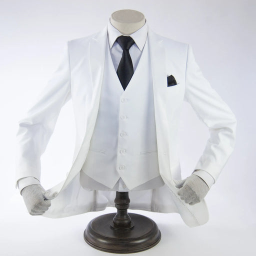 Men's White 3-Piece Slim-Fit Suit