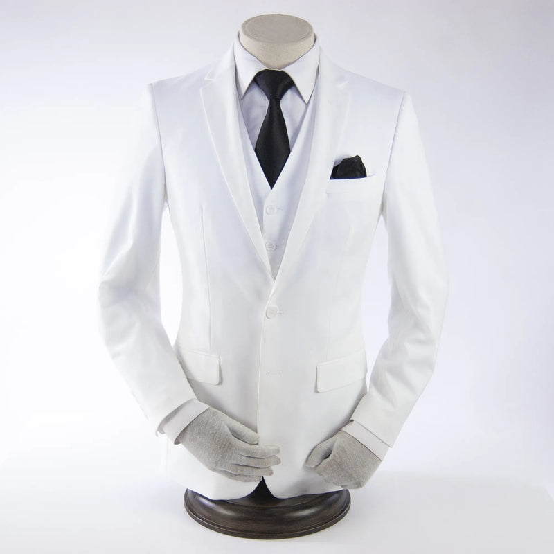 Men's White 3-Piece Slim-Fit Suit