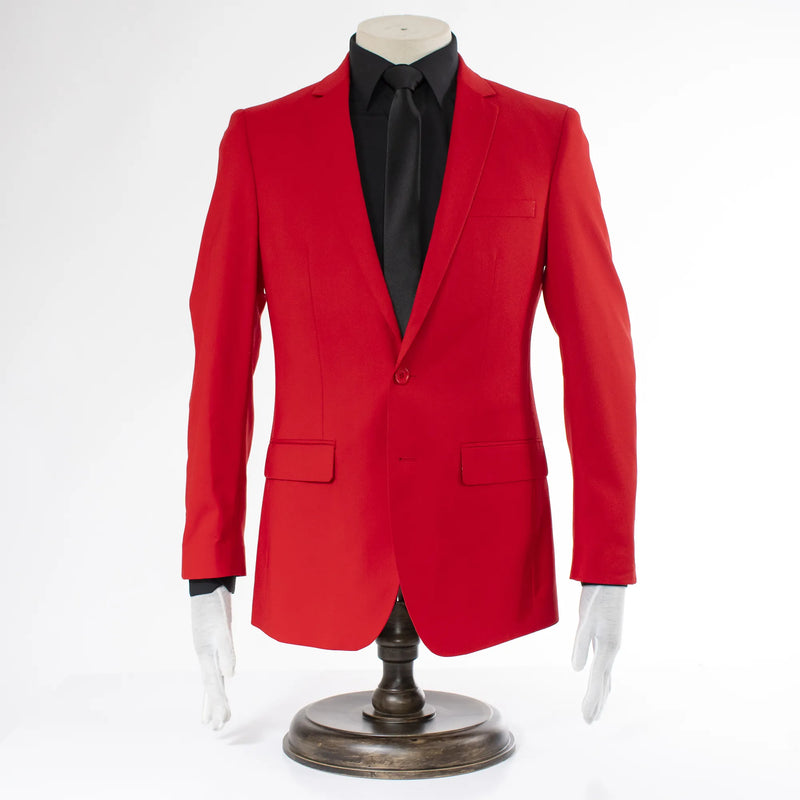 Red Solid 2-Piece Slim-Fit Suit