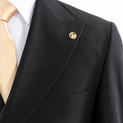Men's Black Double-Breasted Slim-Fit Suit With Peak Lapels