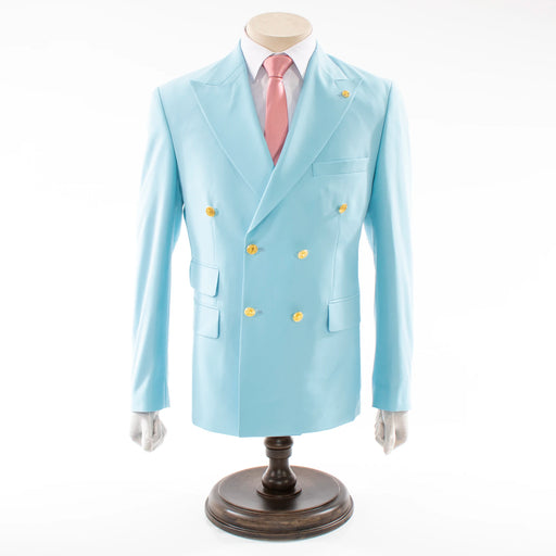 Men's Light Blue Double-Breasted 2-Piece Slim-Fit Suit