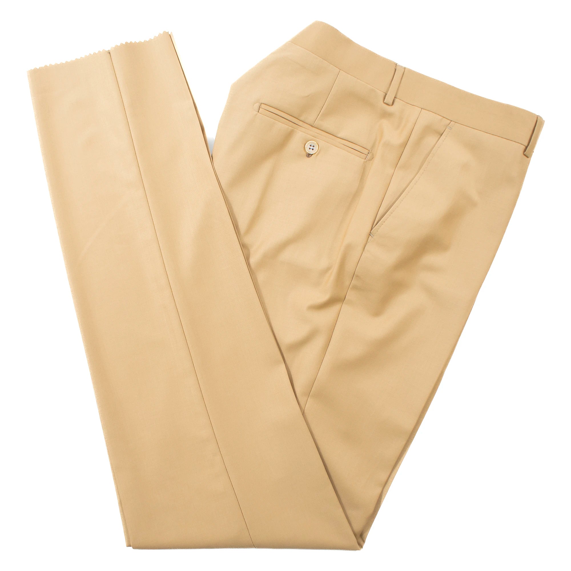 Men's Camel Brown Double-Breasted Slim-Fit Suit With Peak Lapels