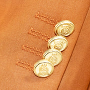 Men's Rust Brown Double-Breasted Slim-Fit Suit With Peak Lapels