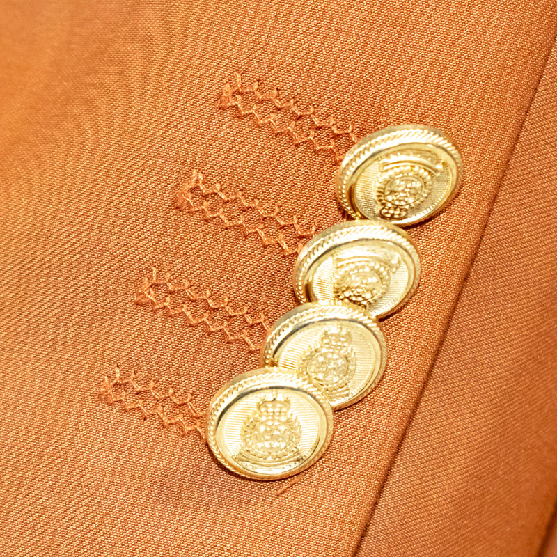 Men's Rust Brown Double-Breasted Slim-Fit Suit With Peak Lapels