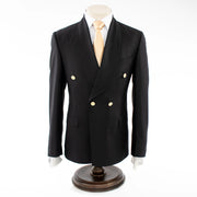 Men's Black Double-Breasted Slim-Fit Suit With Peak Lapels