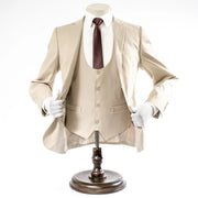 Men's Beige 3-Piece Ultra-Slim Suit