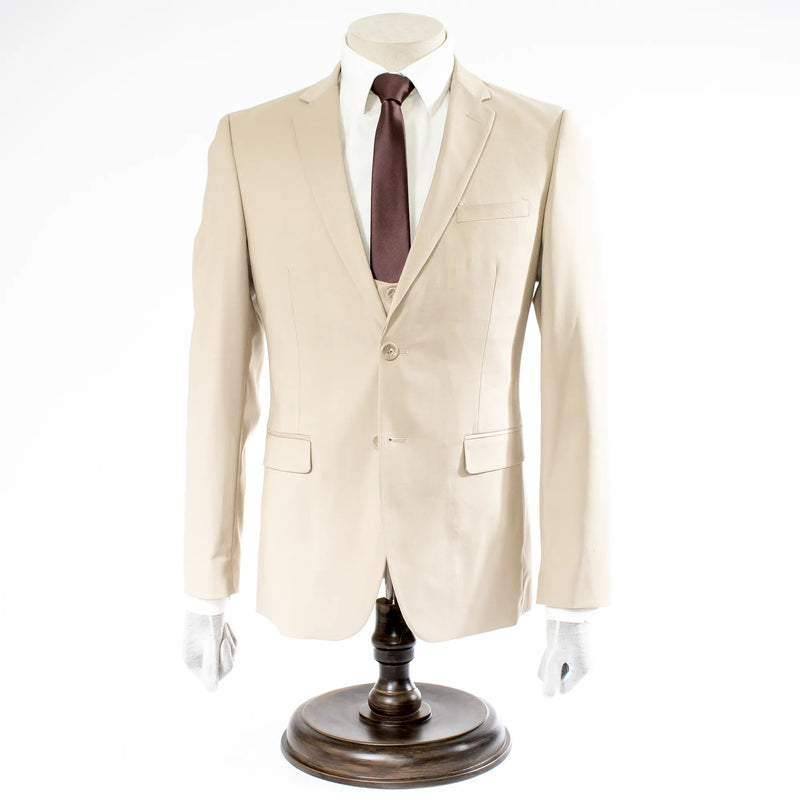 Alfredo | Beige Stretch 3-Piece Ultra-Slim-Fit Suit