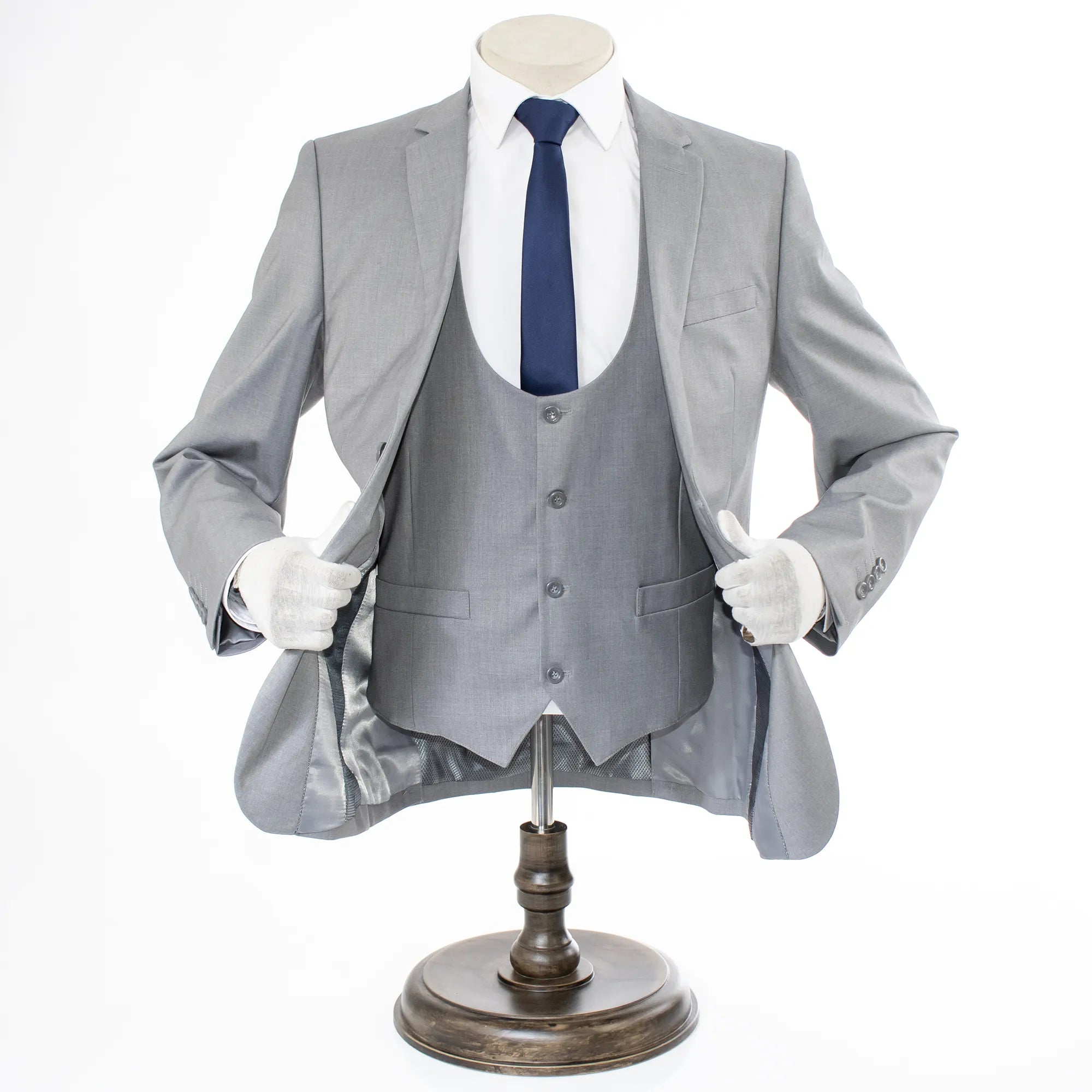 Men's Light Gray 3-Piece Ultra-Slim Suit
