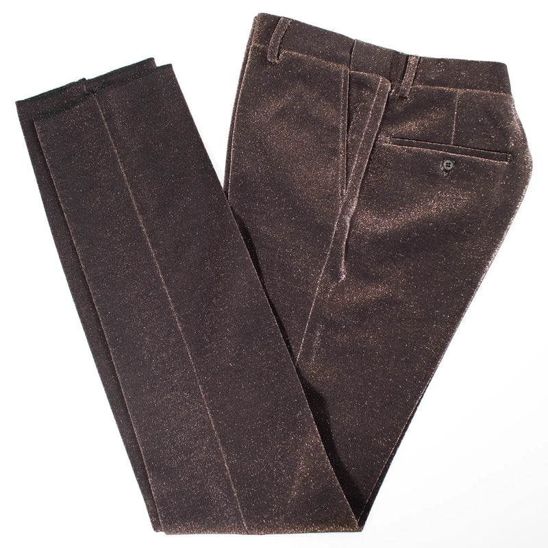 Coffee Glitter Slim-Fit 2-Piece Suit With Peak Lapels