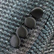 Men's Black And Silver Sparkling Glitter Slim-Fit Tuxedo With Peak Lapels