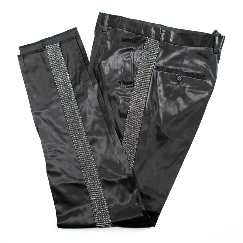 Men's Black And Silver Sparkling Glitter Slim-Fit Tuxedo With Peak Lapels