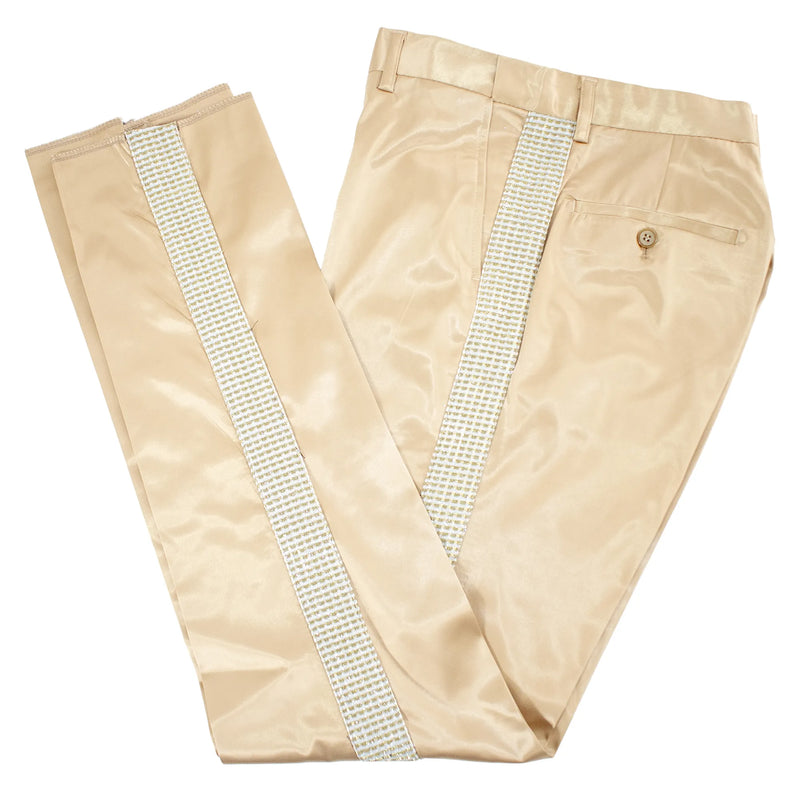 Men's White And Gold Sparkling Glitter Slim-Fit Tuxedo With Peak Lapels