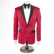 Men's Red And Black Tuxedo With Rhinestone Jacket