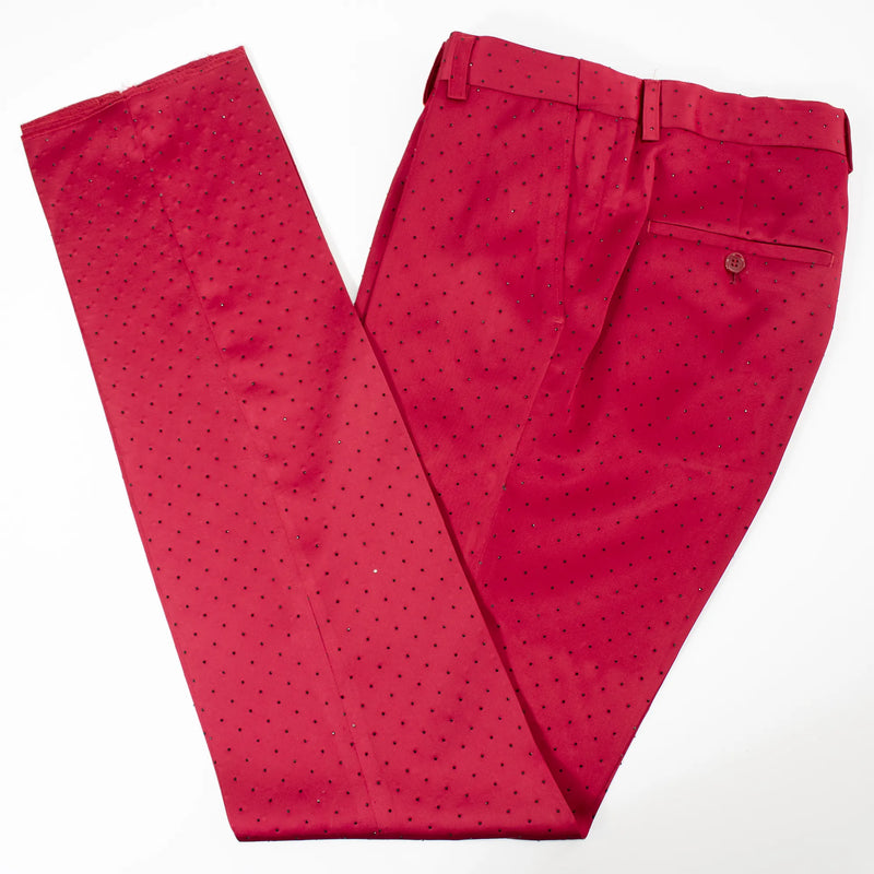 Men's Red And Black Tuxedo With Rhinestone Jacket