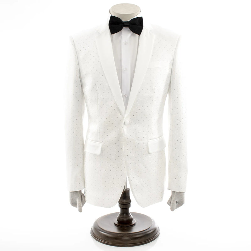 Men's White Tuxedo With Rhinestone Jacket