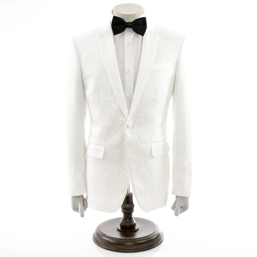 Men's White Tuxedo With Rhinestone Jacket