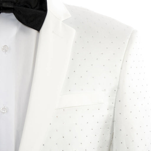 Men's White Tuxedo With Rhinestone Jacket