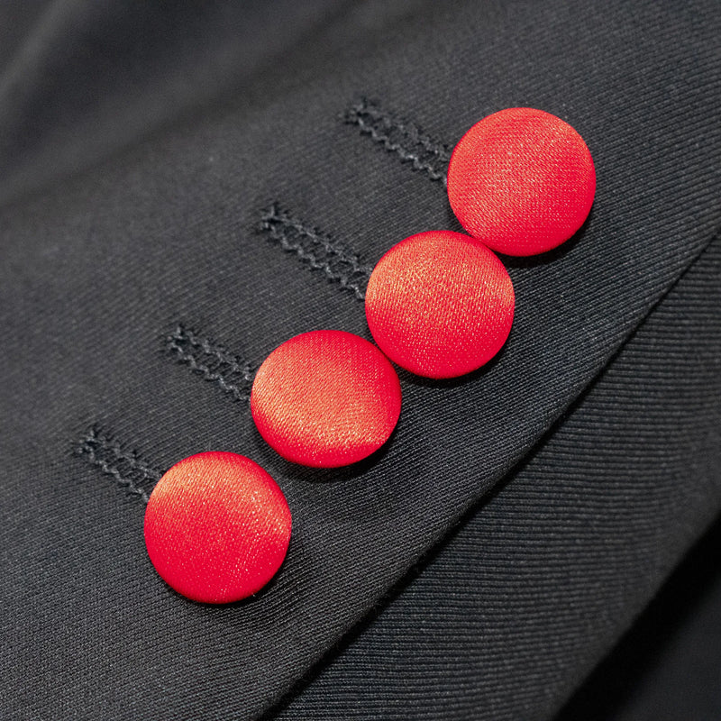 Red Trim on Black Stretch 3-Piece Slim-Fit Tuxedo