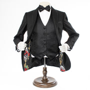 Black Trim on Black Stretch 3-Piece Slim-Fit Tuxedo