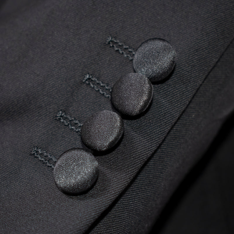 Black Trim on Black Stretch 3-Piece Slim-Fit Tuxedo