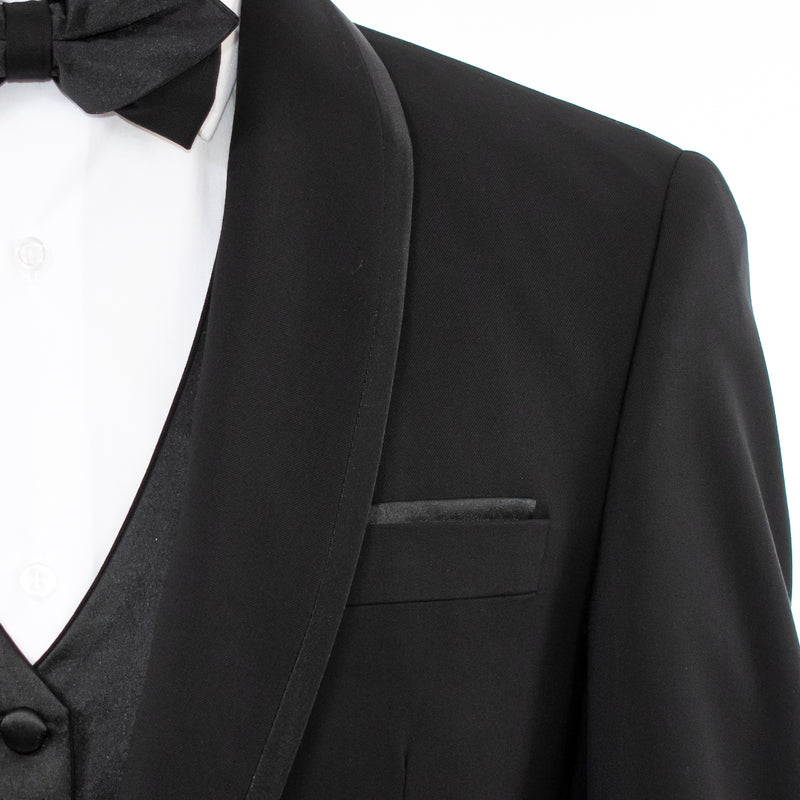 Black Trim on Black Stretch 3-Piece Slim-Fit Tuxedo