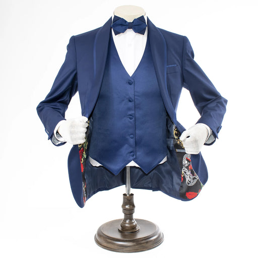 Navy Trim on Navy Stretch 3-Piece Slim-Fit Tuxedo