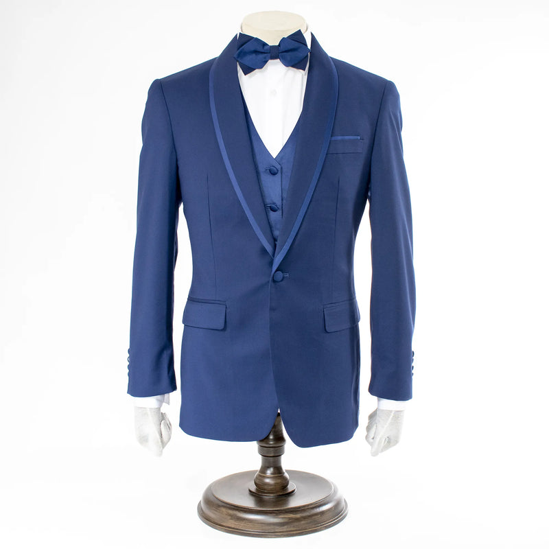 Navy Trim on Navy Stretch 3-Piece Slim-Fit Tuxedo