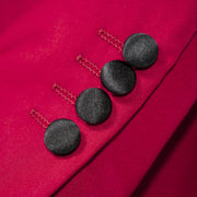 Black Trim on Ruby Red Stretch 3-Piece Slim-Fit Tuxedo